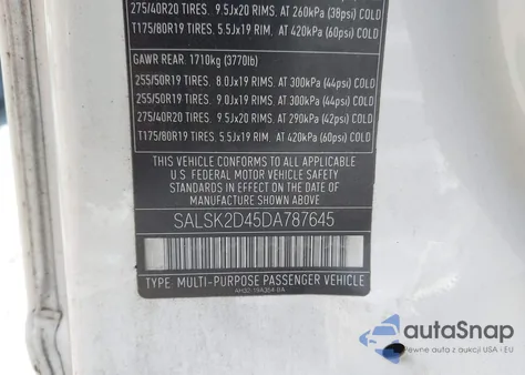 2013 Land Rover Range Rover Sport Hse from USA, damaged, VIN SALSK2D45DA787645